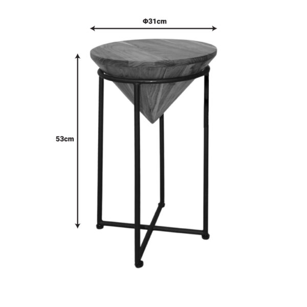 Βοηθητικό τραπέζι σαλονιού Miles I pakoworld μασίφ ξύλο ακακίας σε φυσική απόχρωση Φ31x53εκ.  113-000049