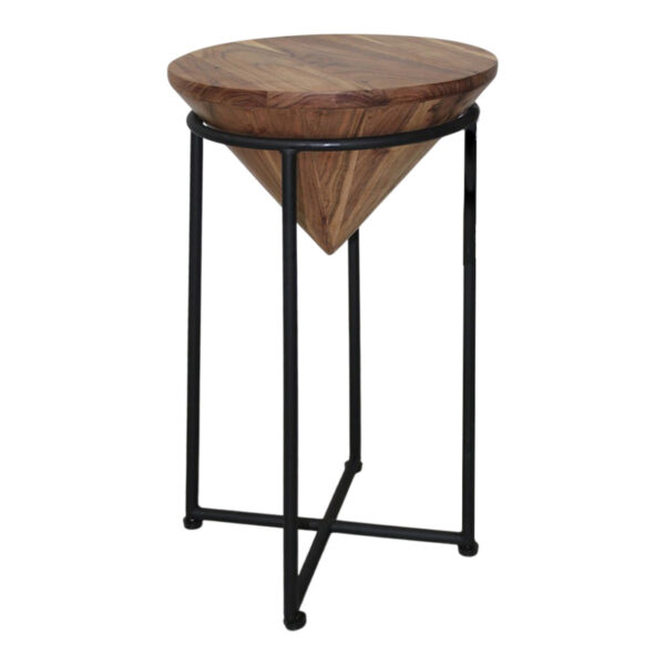 Βοηθητικό τραπέζι σαλονιού Miles I pakoworld μασίφ ξύλο ακακίας σε φυσική απόχρωση Φ31x53εκ.  113-000049