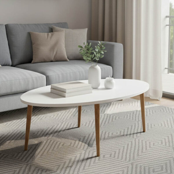 Τραπέζι σαλονιού Barton pakoworld λευκό-καφέ 90x45x40εκ.  120-000136