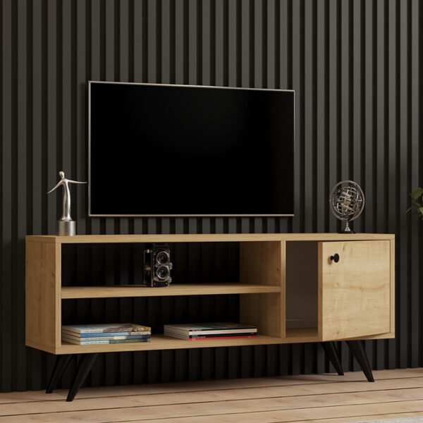 120-000542-2 Έπιπλο τηλεόρασης Wison pakoworld σε oak απόχρωση 120x29x50εκ. 120-000542