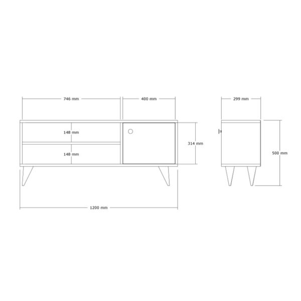 120-000542-5 Έπιπλο τηλεόρασης Wison pakoworld σε oak απόχρωση 120x29x50εκ. 120-000542