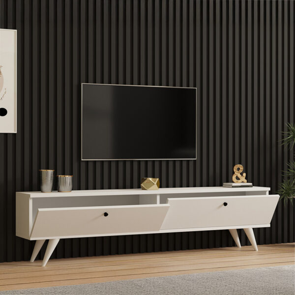 Έπιπλο τηλεόρασης Jate pakoworld σε λευκή απόχρωση 160x25x40εκ.  120-000547
