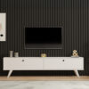 Έπιπλο τηλεόρασης Jate pakoworld σε λευκή απόχρωση 160x25x40εκ.  120-000547