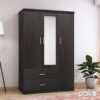 123-000045-2 Ντουλάπα ρούχων τρίφυλλη OLYMPUS pakoworld χρώμα wenge 120x57x183εκ. 123-000045