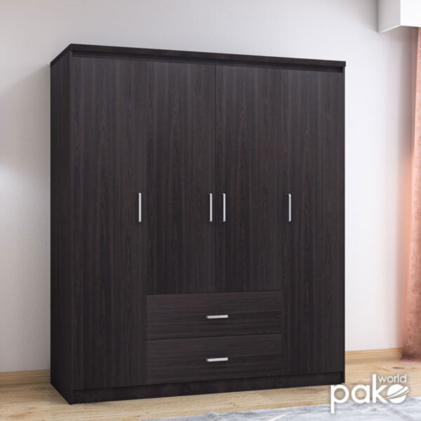 123-000046-2 Ντουλάπα ρούχων τετράφυλλη OLYMPUS pakoworld χρώμα wenge 159x57x183εκ. 123-000046