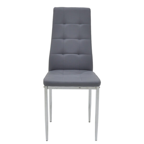 Καρέκλα Cube pakoworld PU γκρι-πόδι χρωμίου  127-000111