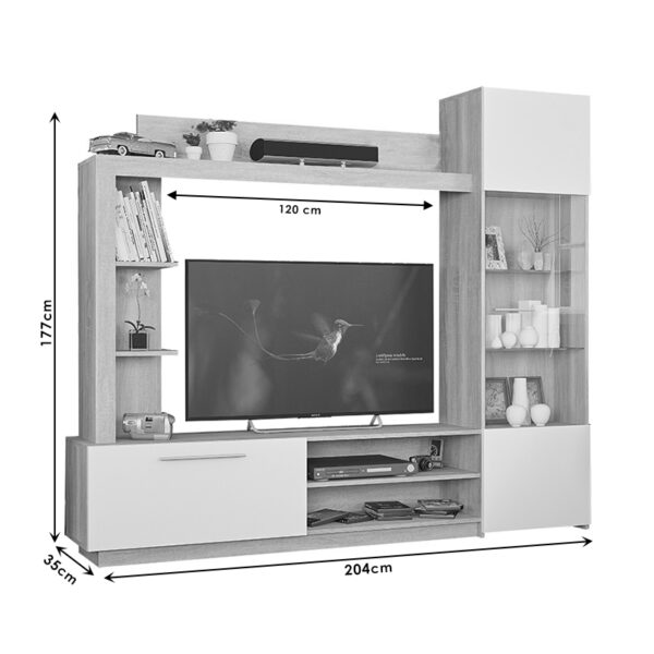 Σύνθετο σαλονιού June pakoworld sonoma-λευκό 204x35x177εκ.  173-000043
