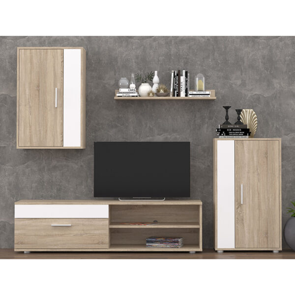 192-000001-2 Σύνθετο σαλονιού Zafira pakoworld sonoma-λευκό 190x35x190εκ. 192-000001