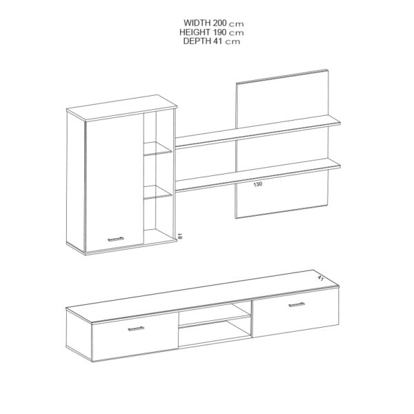 192-000003-2 Σύνθετο σαλονιού Salome pakoworld LED wenge 200x41x190εκ. 192-000003