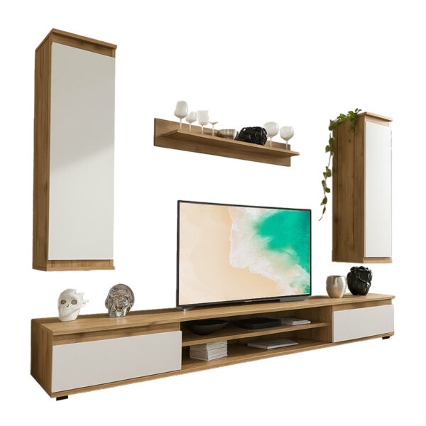 Σύνθετο σαλονιού Sandro pakoworld καρυδί-λευκό 175x37x160εκ.  192-000025