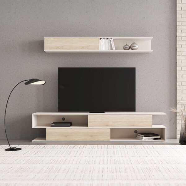 Σύνθετο σαλονιού Brick pakoworld σε sonoma oak-κρεμ απόχρωση 240x40x50.4εκ.  192-000045