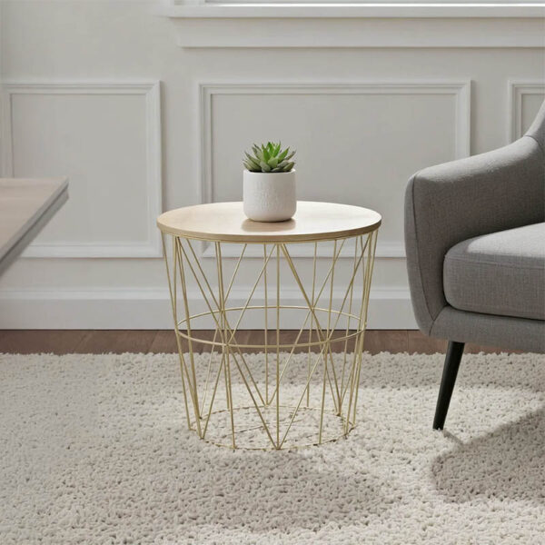 Τραπέζι σαλονιού Kumi pakoworld oak-χρυσό Φ41x40εκ.  199-000175