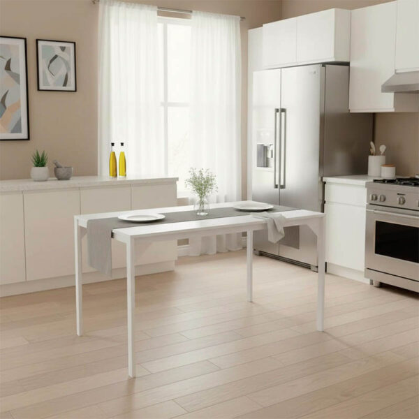 Τραπέζι Chan pakoworld μελαμίνη σε λευκή απόχρωση κα πόδι λευκό μεταλλικό 120x75x75εκ.  225-000055