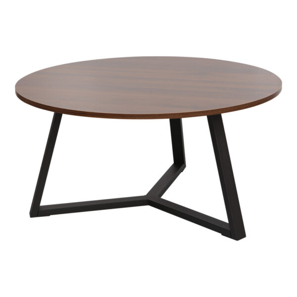 Τραπέζι σαλονιού Berton pakoworld σε καρυδί απόχρωση με μαύρο μέταλλο Φ80x40εκ.  225-000074