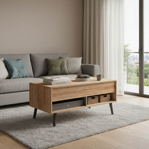 Τραπέζι σαλονιού Skyfi pakoworld πολυμορφικό φυσικό-ανθρακί 100x60x45εκ.  230-000023