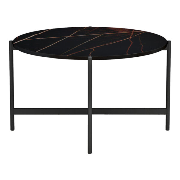 Τραπεζάκι σαλονιού Aisle pakoworld μελαμίνης μαύρο μαρμάρου-μαύρο μέταλλο Φ80x45εκ  230-000038