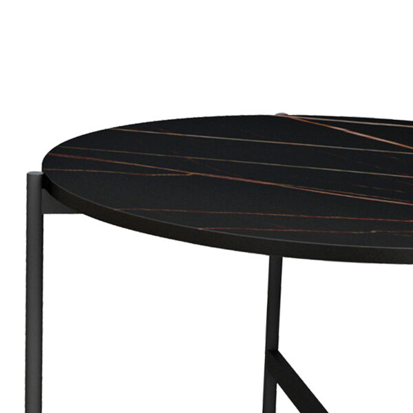 Τραπεζάκι σαλονιού Aisle pakoworld μελαμίνης μαύρο μαρμάρου-μαύρο μέταλλο Φ80x45εκ  230-000038