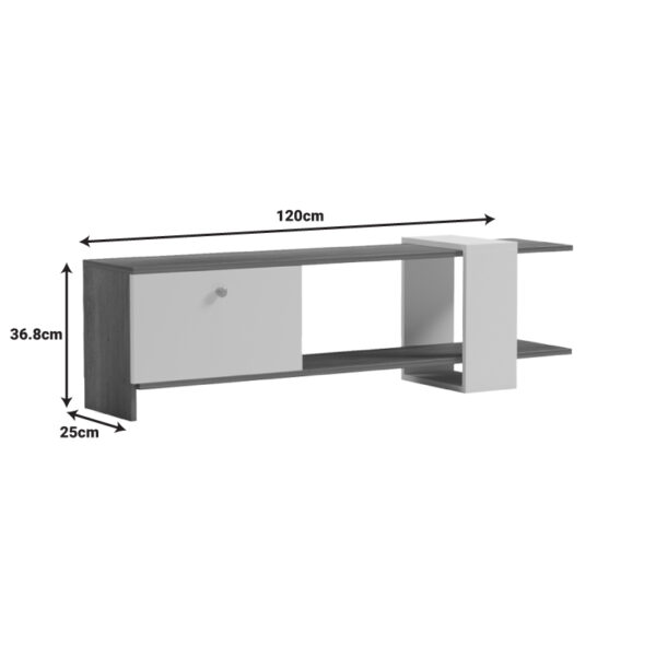 Έπιπλο τηλεόρασης Standi pakoworld σε sonoma-γκρι cement απόχρωση 120x25x36.8εκ  230-000043