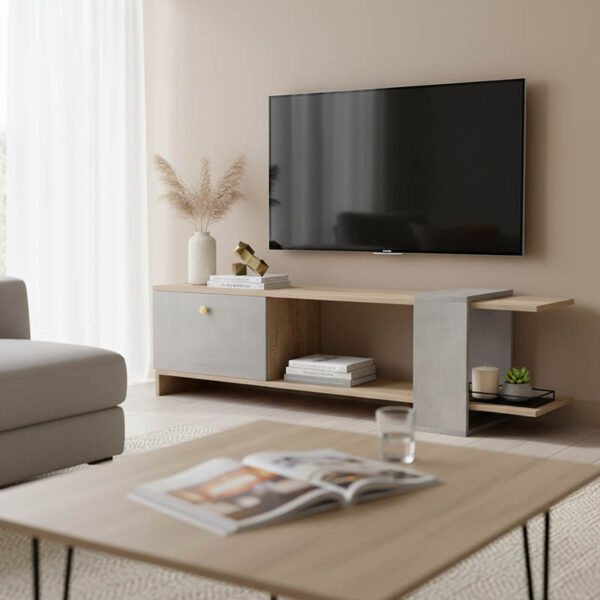 Έπιπλο τηλεόρασης Standi pakoworld σε sonoma-γκρι cement απόχρωση 120x25x36.8εκ  230-000043