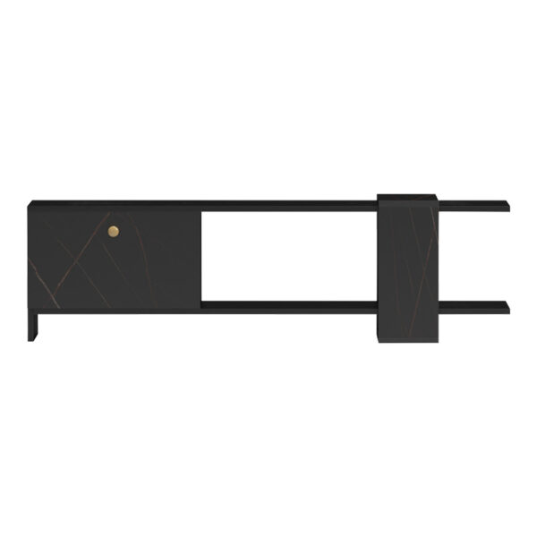 Έπιπλο τηλεόρασης Standi pakoworld σε μαύρο-μαύρο μαρμάρου απόχρωση 120x25x36.8εκ.  230-000064