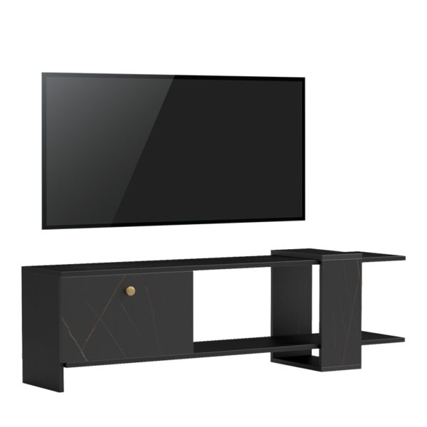 Έπιπλο τηλεόρασης Standi pakoworld σε μαύρο-μαύρο μαρμάρου απόχρωση 120x25x36.8εκ.  230-000064