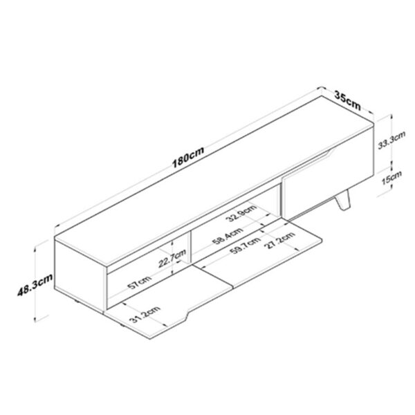 Έπιπλο τηλεόρασης Kasandra pakoworld μπεζ μαρμάρου-sonoma 180x35x48.5εκ.  230-000080