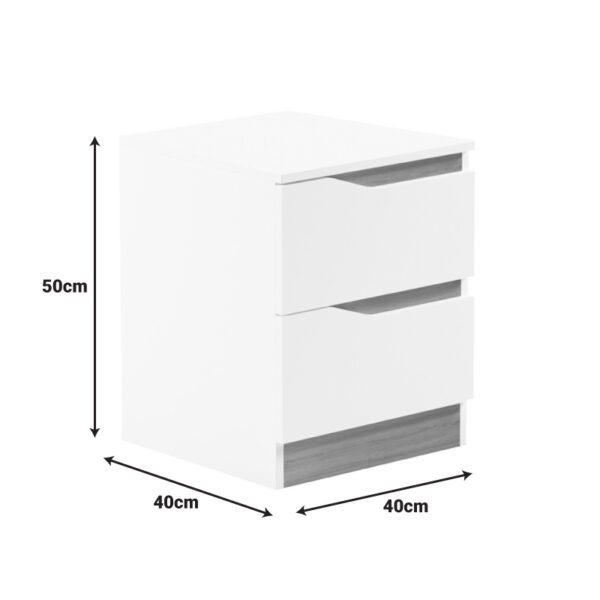 230-000084-5 Κομοδίνο Verena pakoworld σε λευκή-sonoma απόχρωση 40x40x50εκ. 230-000084