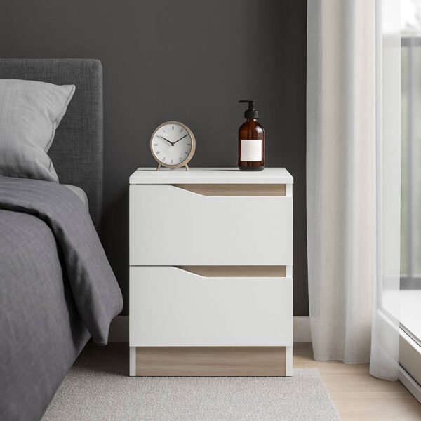 Κομοδίνο Verena pakoworld σε λευκή-sonoma απόχρωση 40x40x50εκ.  230-000084