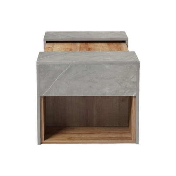 Τραπέζι σαλονιού Morfi pakoworld πολυμορφικό 3τεμ σε oak-μπεζ μαρμάρου απόχρωση 105x45x37εκ.  230-000087