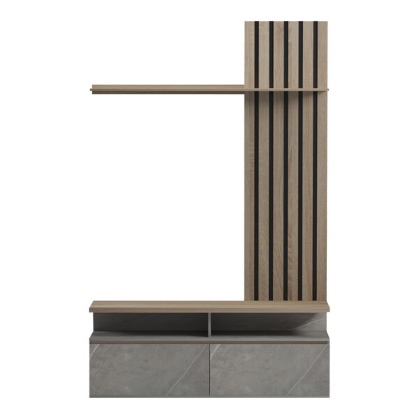 Σύνθετο σαλονιού Perlento pakoworld σε μπεζ μαρμάρου με sonoma απόχρωση 140x41x219.5εκ.  230-000098