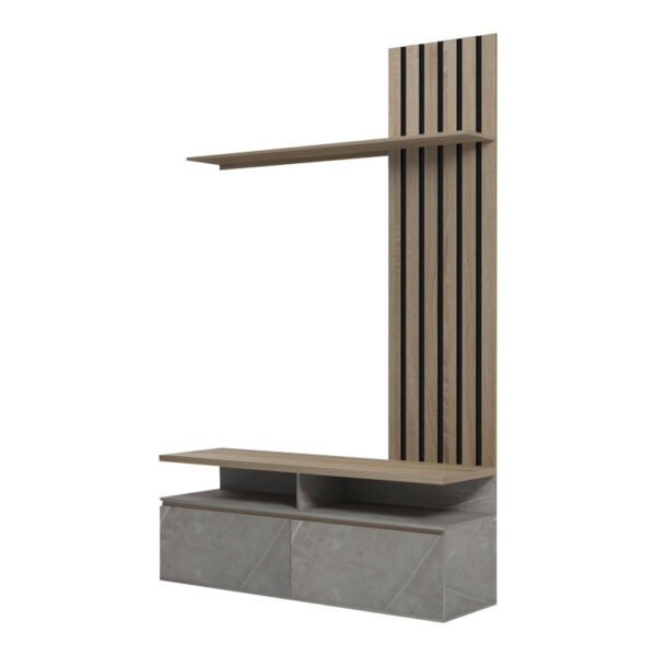 Σύνθετο σαλονιού Perlento pakoworld σε μπεζ μαρμάρου με sonoma απόχρωση 140x41x219.5εκ.  230-000098