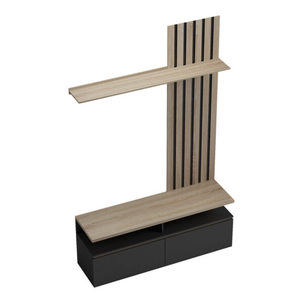 Σύνθετο σαλονιού Perlento pakoworld σε μαύρο με sonoma απόχρωση 140x41x219.5εκ.  230-000099