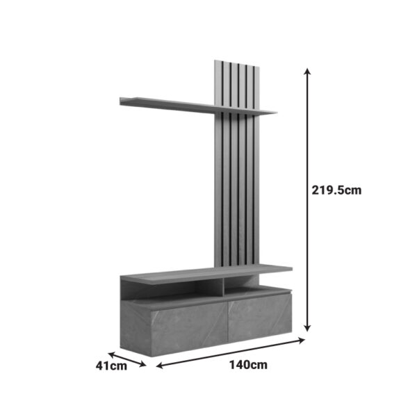Σύνθετο σαλονιού Perlento pakoworld σε μαύρο με sonoma απόχρωση 140x41x219.5εκ.  230-000099