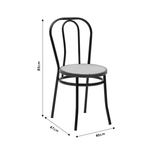 Καρέκλα Βιέννης pakoworld pe rattan μπεζ-μέταλλο λευκό.  243-000026