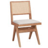247-000002 Καρέκλα Winslow pakoworld ξύλο rubberwood ανοικτό καρυδί-pvc rattan φυσικό-ύφασμα γκρι. 247-000002