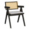 247-000005 Πολυθρόνα Winslow pakoworld ξύλο rubberwood μαύρο-pvc rattan φυσικό-ύφασμα γκρι. 247-000005
