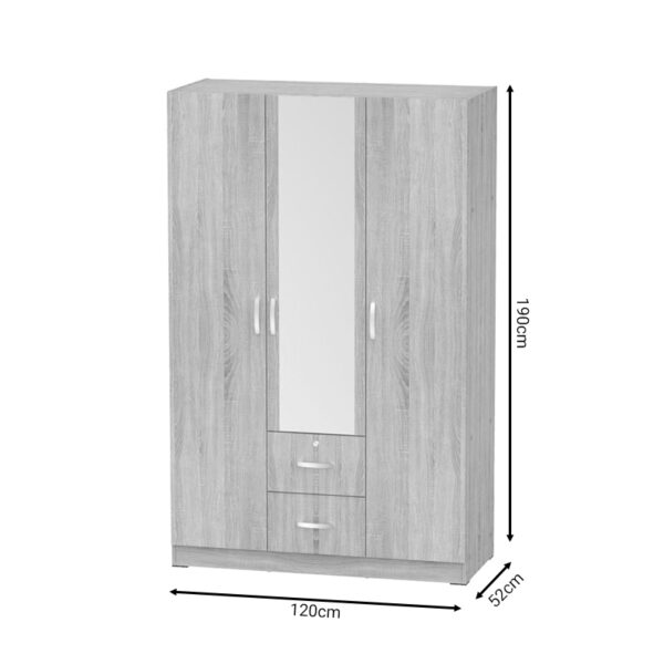248-000020-2 Ντουλάπα ρούχων τρίφυλλη Dillion pakoworld sonoma μελαμίνης 120x52x190εκ 248-000020
