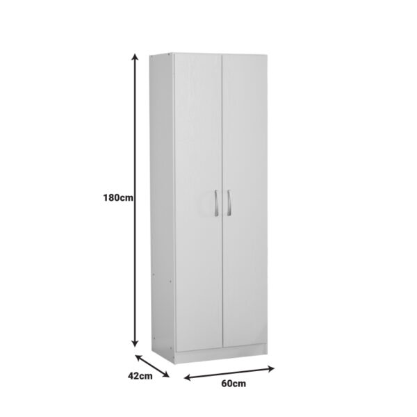 Ντουλάπα Jonar pakoworld δίφυλλη λευκό χρώμα μελαμίνης 60x42x180εκ  249-000056