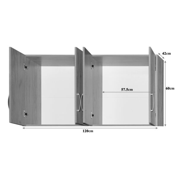 Ντουλάπα ρούχων τετράφυλλη με πατάρι Zelia pakoworld με 2 συρτάρια σε oak απόχρωση 120x42x240εκ  249-000080