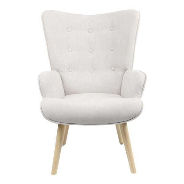 Πολυθρόνα Fluffy pakoworld ύφασμα ανοιχτό γκρι-φυσικό πόδι 75x69x96εκ.  255-000020