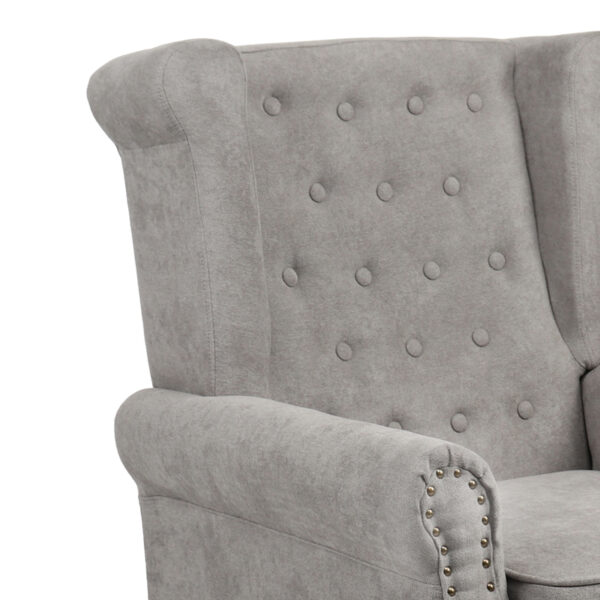 Πολυθρόνα Piore pakoworld γκρι ύφασμα και πόδι rubberwood σε φυσική απόχρωση 77x80x106εκ  255-000058