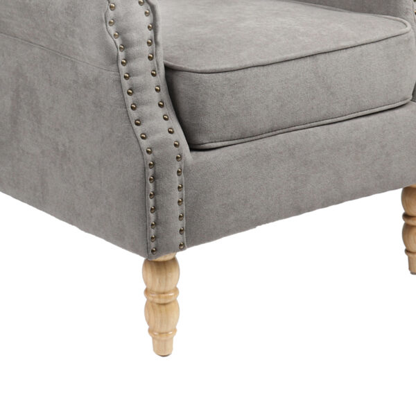 Πολυθρόνα Piore pakoworld γκρι ύφασμα και πόδι rubberwood σε φυσική απόχρωση 77x80x106εκ  255-000058