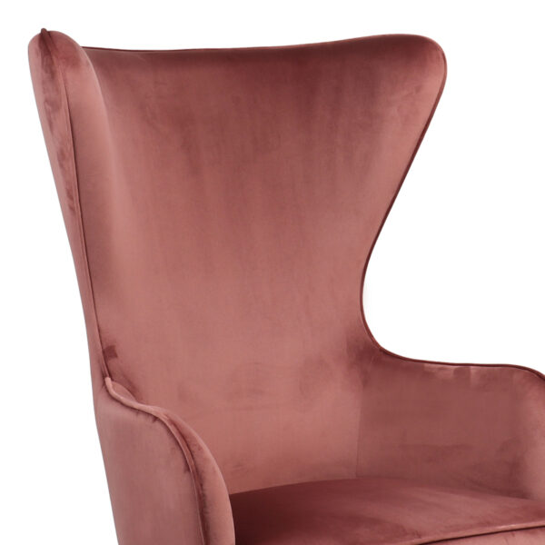 Μπερζέρα Byfon pakoworld σάπιο μήλο βελούδο-πόδι rubberwood σε φυσική απόχρωση 76x83x117εκ.  255-000061