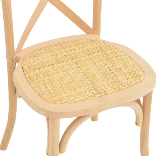 263-000056-8 Καρέκλα Dylon pakoworld στοιβαζόμενη ξύλο οξιάς-rattan άβαφη 48x52x89εκ. 263-000056