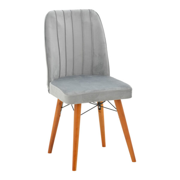 Καρέκλα Vespera I pakoworld βελούδο γκρι-καρυδί πόδι.  266-000010