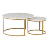 Τραπέζια σαλονιού Solme I pakoworld 2τεμ σε λευκή μαρμάρου απόχρωση με χρυσά μεταλλικά πόδια.  271-000044