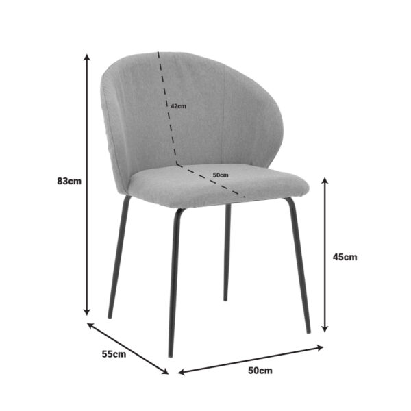 Καρέκλα Olympian pakoworld ύφασμα σε μπεζ απόχρωση με μαύρο μεταλλικό πόδι 50x55x83εκ.  292-000043