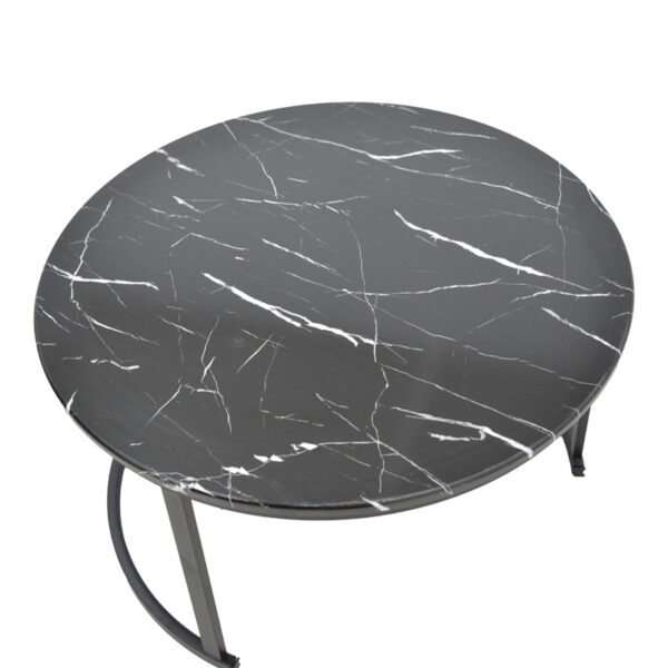 Τραπέζι σαλονιού Revelon pakoworld σετ 2τεμ mdf σε απόχρωση μαύρο όψης μαρμάρου 80x80x45εκ.  292-000058