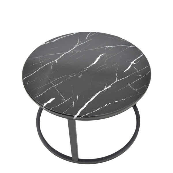 Τραπέζι σαλονιού Revelon pakoworld σετ 2τεμ mdf σε απόχρωση μαύρο όψης μαρμάρου 80x80x45εκ.  292-000058
