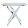 Τραπέζι Antoro pakoworld γυαλί και μεταλλικά πόδια σε απόχρωση χρωμίου Φ80x75εκ.  292-000062